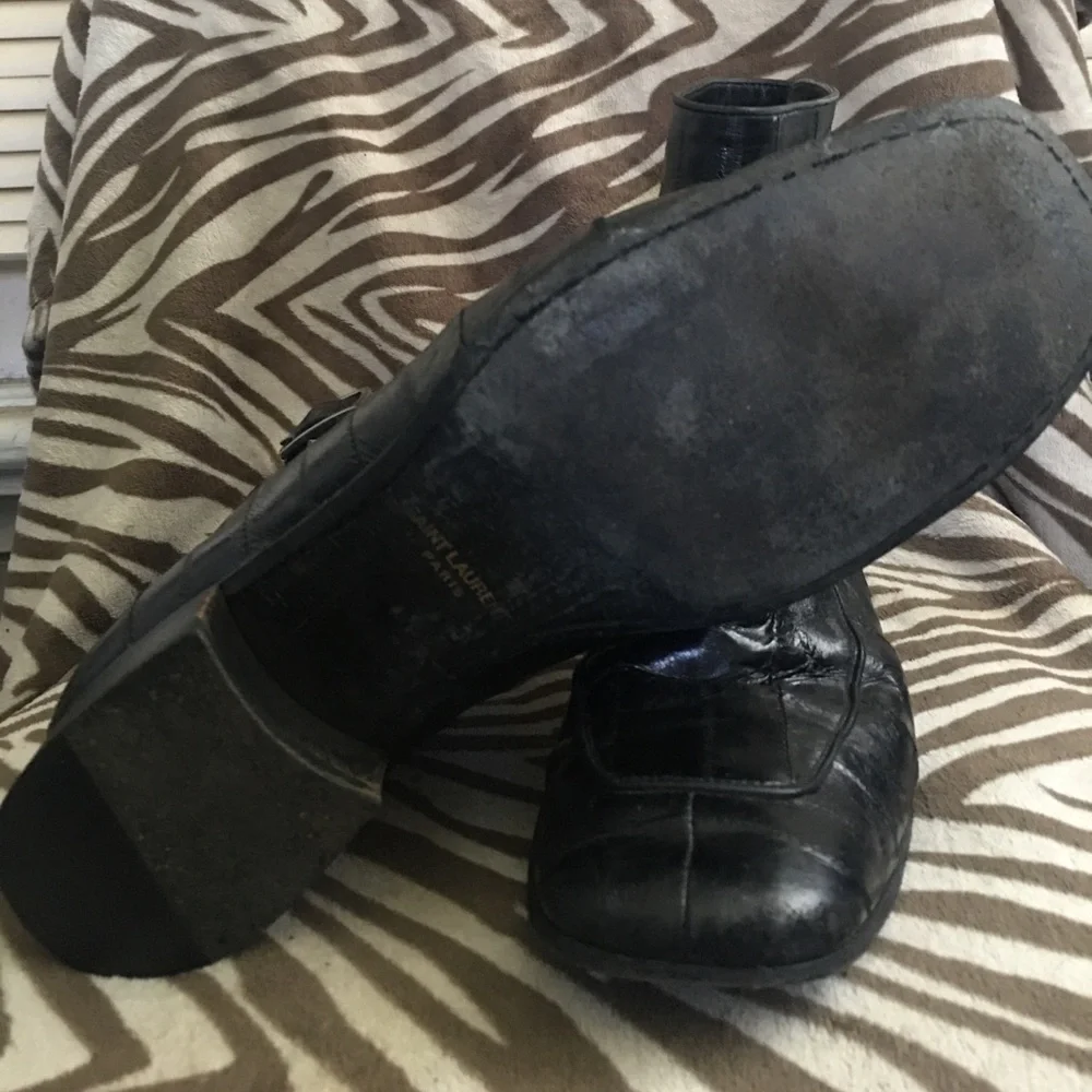 SAINT LAURENT Miles 30 Zip Eel Skin Boots - Picture 3 of 10